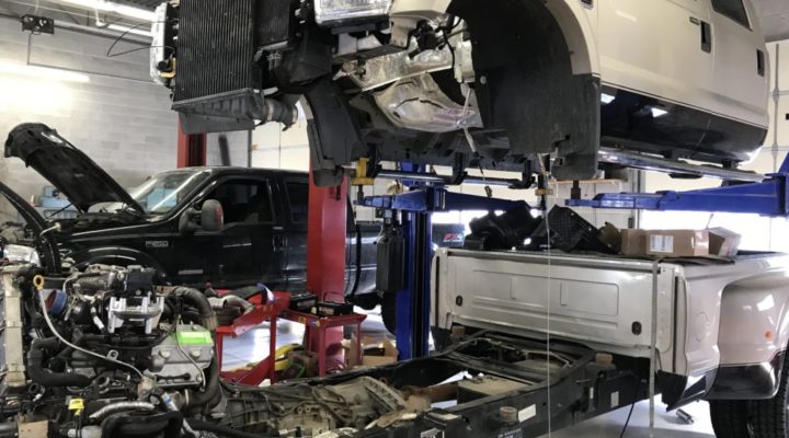 Ford F350 Power Stroke getting serviced