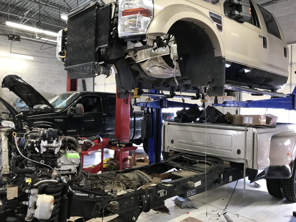 Ford F350 Power Stroke getting serviced